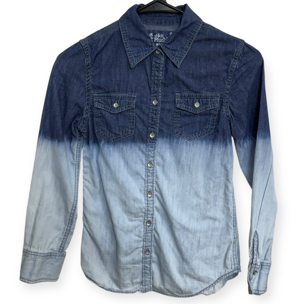 Mudd Girls Blue Gradient Denim Shirt M10/12